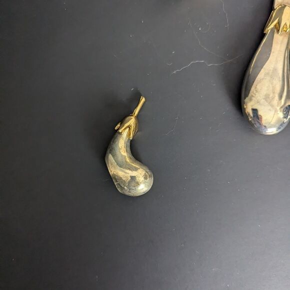 Vintage Silver and gold Egg plant knives and knife holder Joie de vivre - Picture 5 of 8